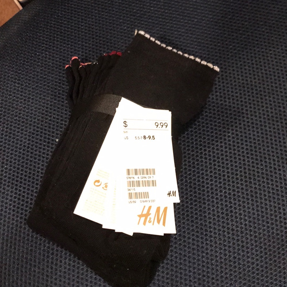 Black socks with sparkle edges